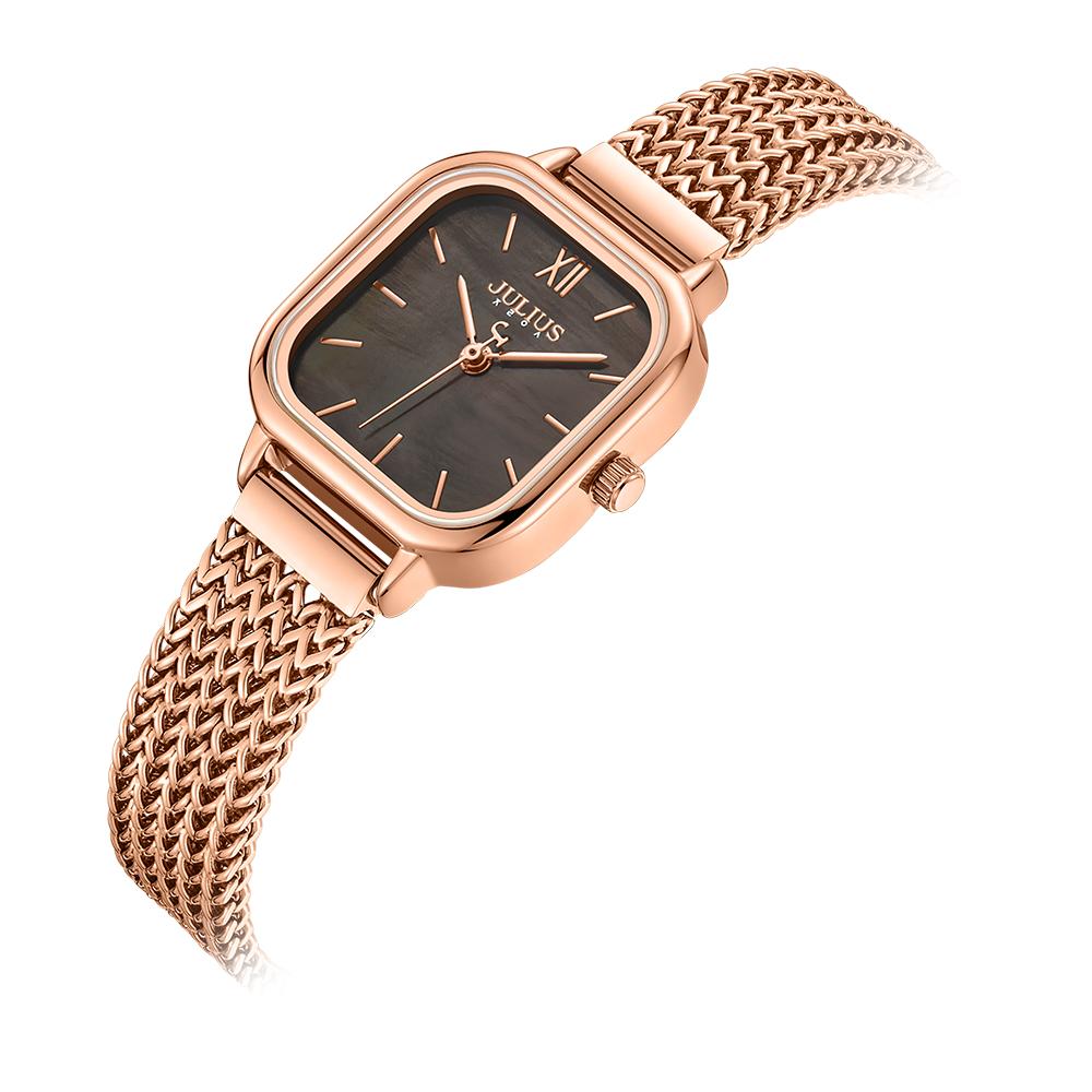 Jyullieoseu Ja-1405 Natural Mother-Of-Pearl Square Metal Watch