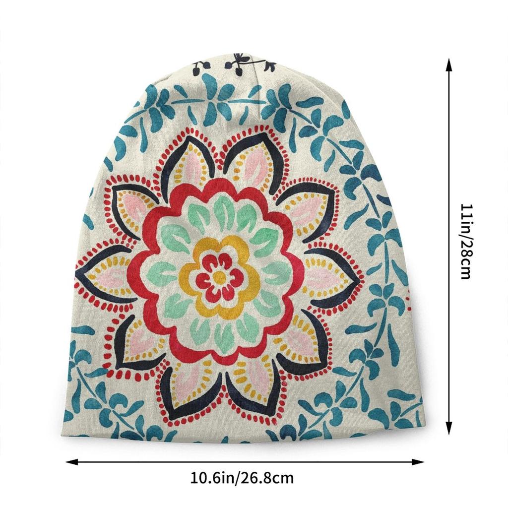 Custom Bohemia Ethnic Unisexdala Flower Pattern Bonnet Hat Knitted Hat Unisex WoUnisex Unisex Adult Warm Winter Skullies Beanies Caps