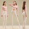 1913 Smoky Grey High-Waist Stretch Cotton Stripe Footless Tights - Comfortable, No-Sag, Perfect for Women in Autumn/Winter.