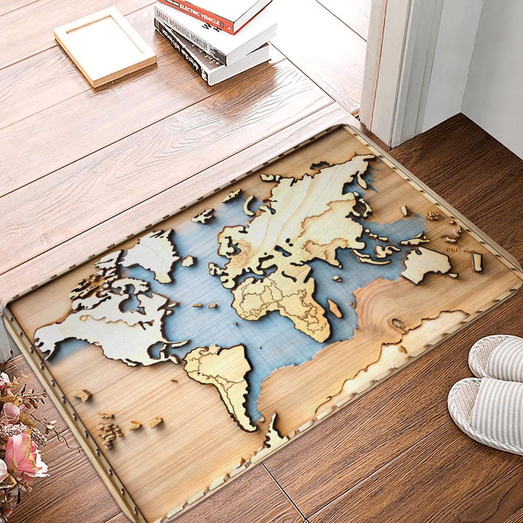 Realistic 3D Wolf  Peeking Out Of Torn Doormat Anti-Slip Bathroom Kitchen Mat Living Room Floor Door Entrance Carpet Rug