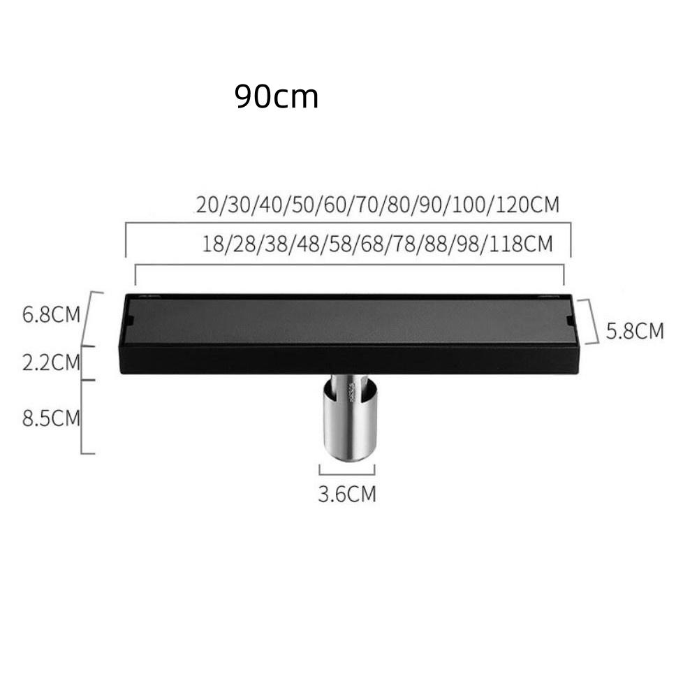 SUS 304 Stainless Steel Rectangle Shower Drain Linear Shower Floor Drain with Tile Insert Grate Bathroom Drainage Device