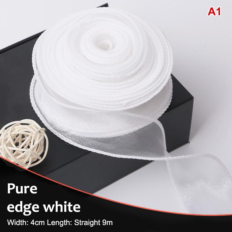 10Yards Organza Solid Color Ribbon 4Cm Wavy Edge Ribbon For For Flower Bouquet Gifts Packaging Party Decorations Diy