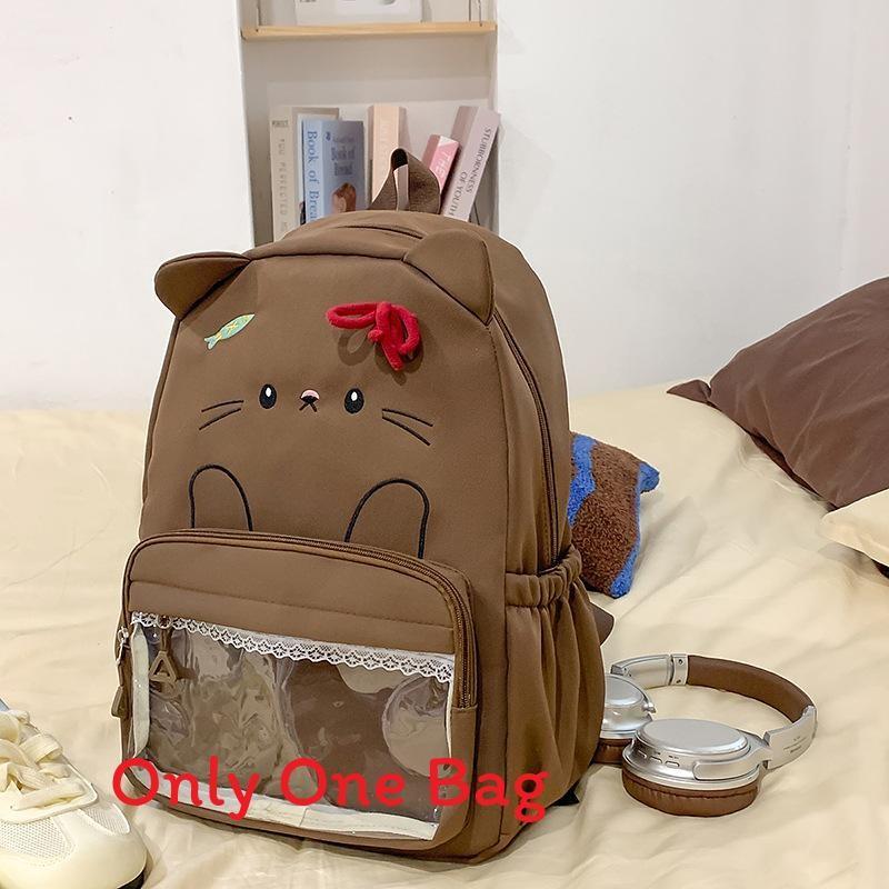 Bow Cute Cartoon Backpack For Teens With Nylon Material For Daily Use