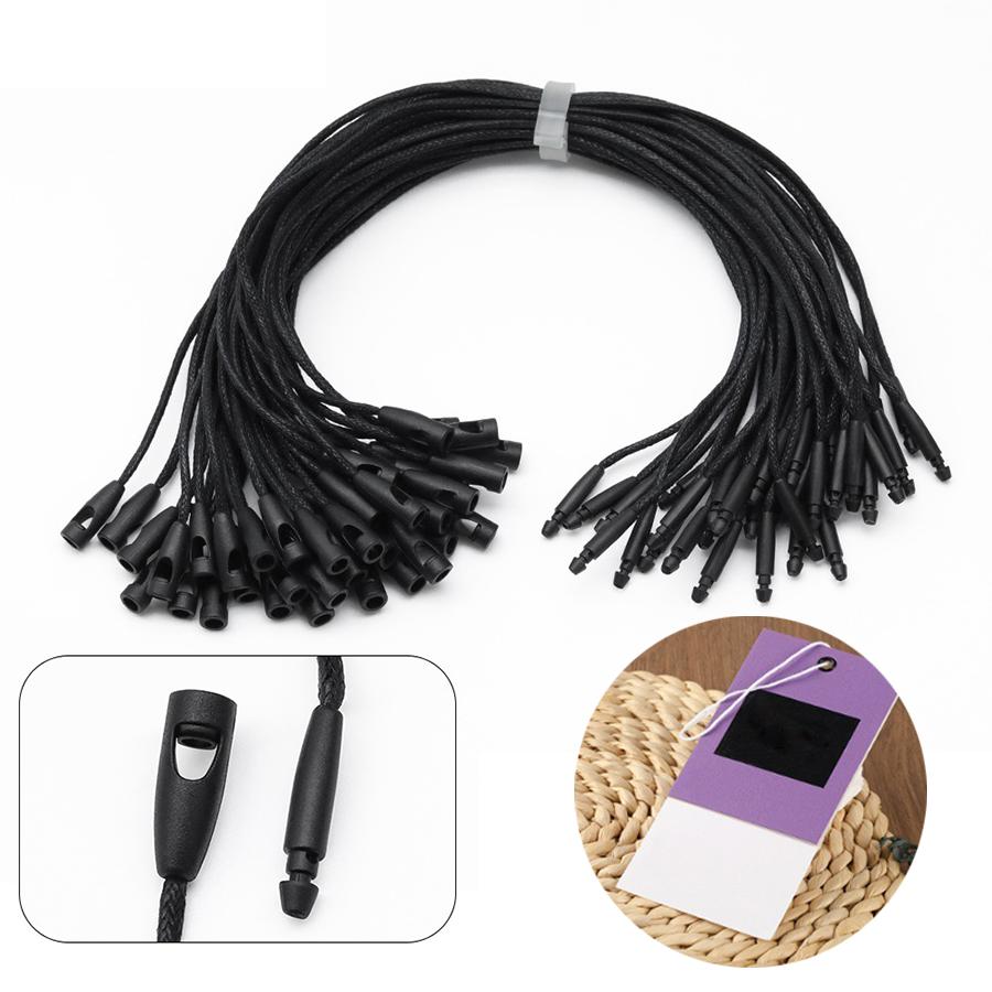 100pcs Hangtag Cord for Clothing Label Luggage Accessories Polyester Tag Ropes Bullet Heads Buckle Rope Gift Packaging Decor XJM