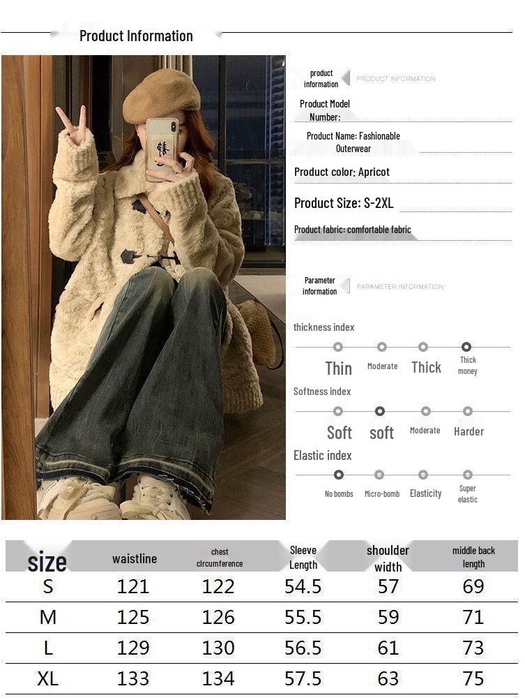 Eco-Friendly Faux Fur Winter Lamb Coat - Warm, Thickened Toggle Design