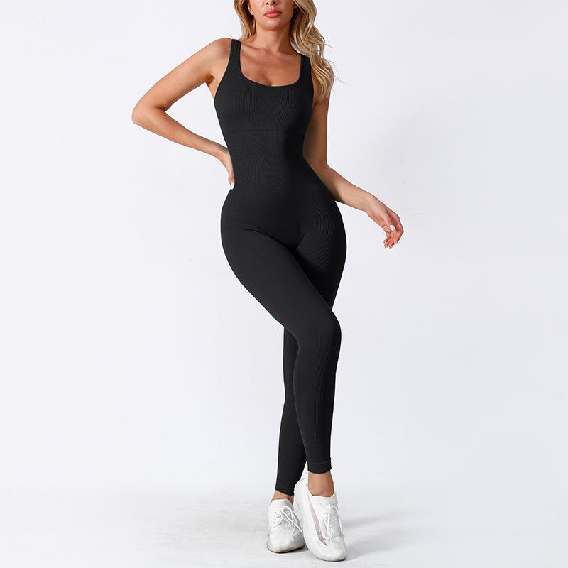 Baoshun Ribbed Seamless Yoga Jumpsuit with Chest Pad for High-Intensity Training