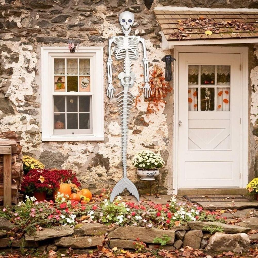 Funny Skeleton Mermaid Skeleton Flexible Plastic Halloween Fish Skeleton 80cm Decoration Fish Skeleton Statue Halloween