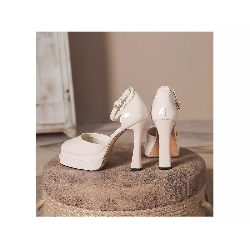 2025 French Mary Jane high heels wedding shoes waterproof table sexy super high heel Barbie shoes half bag head sandals women