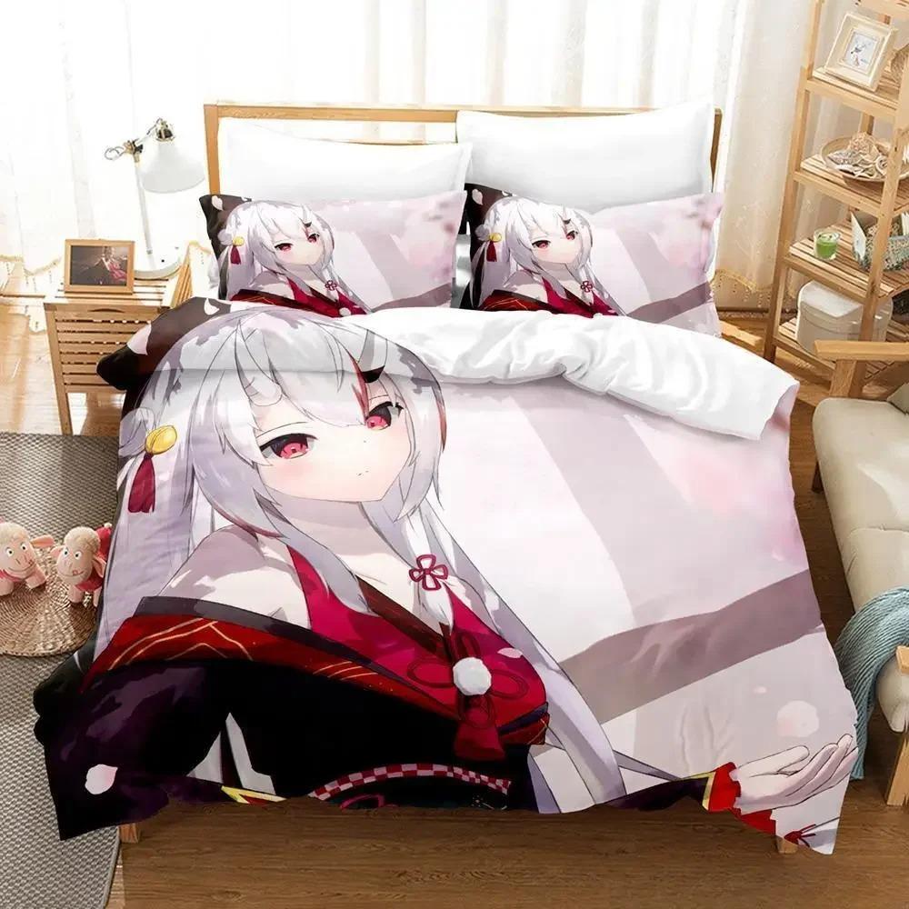 Kawaii Nakiri Ayame Bedding Set Single Twin Full Queen King Size Bed Set Adult Kid Bedroom Duvet cover Sets 3D Print Anime Bed
