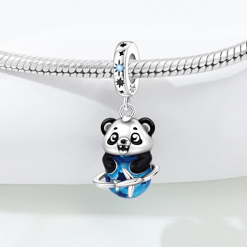 Panpoki Copper Global Travel Panda Pendants Bead Genuine Pendant Bracelets Charms Jewellery Party DoItYourself Trendy Gifts