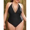 2025 Large Plus Size Halter Swimsuit Women One Piece Floral Printed Swimwear Female Bathers Bathing Swimming Swim Suit Beachwear