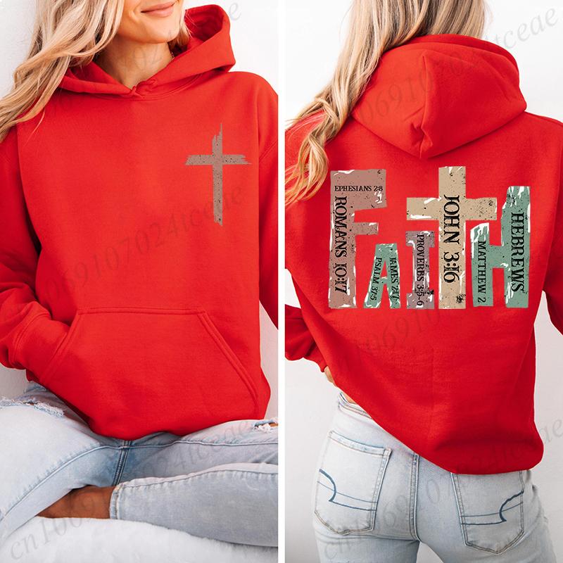 Sweat à capuche polaire automne Foi Chrétienne à capuche Mode Coréenne Sweatshirts Haut à manches longues Versets Bibliques Design Jésus Sweat à capuche Vêtements