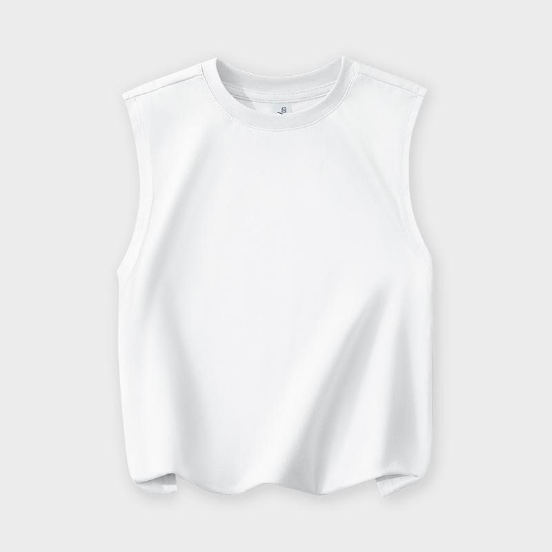 Boys' Solid Color Cotton Tank Top - Summer Sleeveless T-Shirt for Kids and Baby.