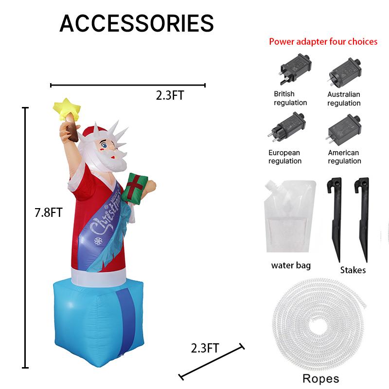 

7.87FT Inflatable Santa Claus Toy Festive Star Wand Decoration Xmas Home Ornament Supplies For Yard Arrangement Festive Gift RU