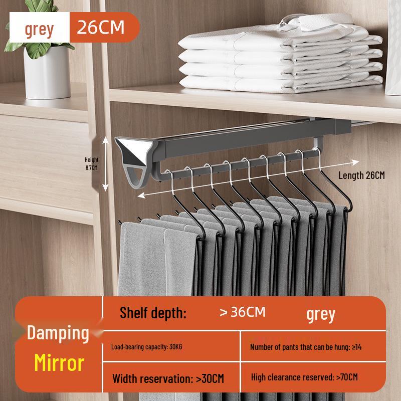 Telescopic Wardrobe Pants Rack with Buffer Drawer Slide & Hanging Rod
