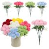 6 Pcs Artificial Hydrangea Flower Faux Chrysanthemum Ball Flower Fake Long Stem Hydrangea Bridal Bouquet for Home Office Coffee House Parties Wedding