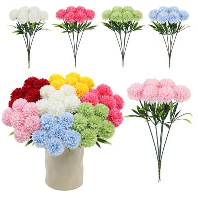 6 Pcs Artificial Hydrangea Flower Faux Chrysanthemum Ball Flower Fake Long Stem Hydrangea Bridal Bouquet for Home Office House Parties Wedding Decor