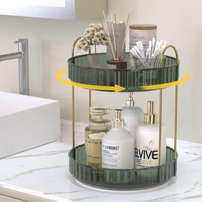 2-Tier Rotate Bathroom Counter Organizer, Countertop Perfume Tray And Vanity Organizer,Corner Makeup Storage, Organizer Countertop