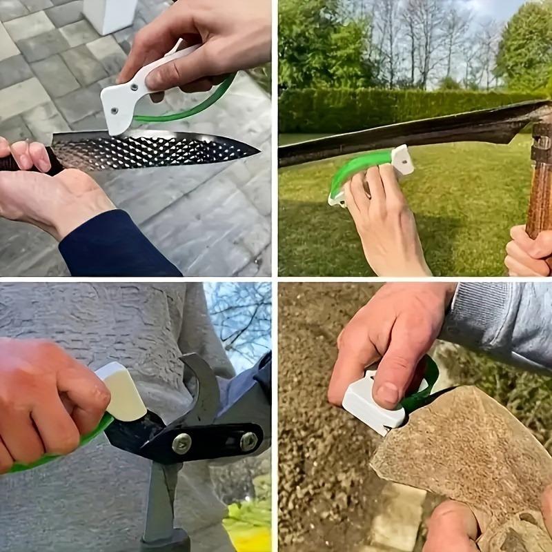 Multi-Purpose Tool Sharpener with Tungsten Steel Sharpening Stone & PVC Anti-Slip Base - Portable Manual Sharpener for Knives, Axes, Garden Tools
