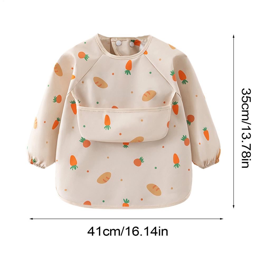 Long Sleeve Apron Waterproof  Baby Smock Bib Soft Sleeved Adjustable Weaning Smock Full Sleeve Toddler Eating Shirt Bibs