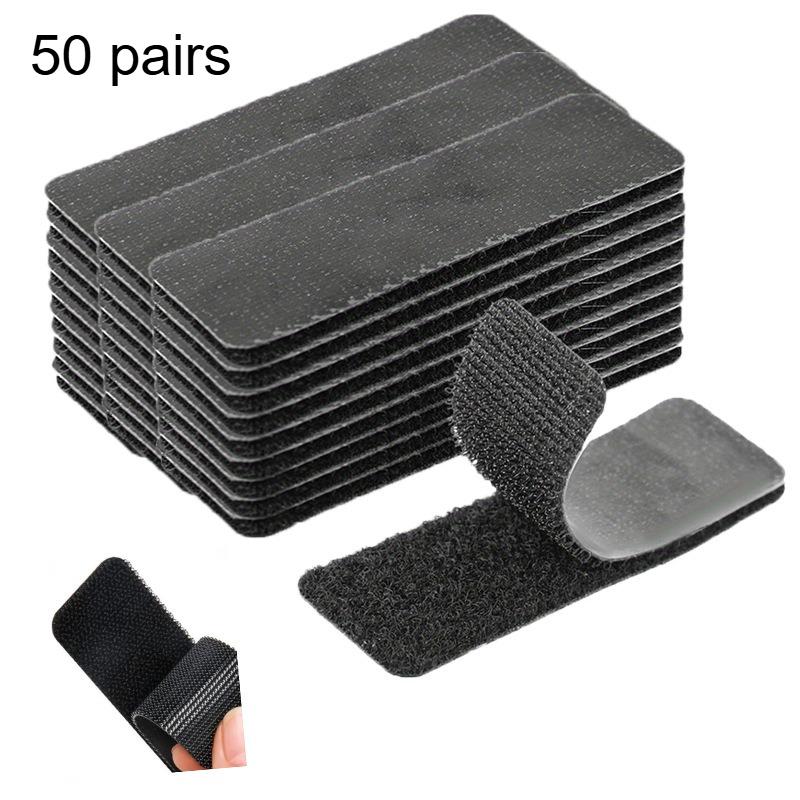 50 pairs of Strong Self-Adhesive, Black Non-Slip Straps, Removable Without Traces Or Damage,for Furniture And Office Sofa Use