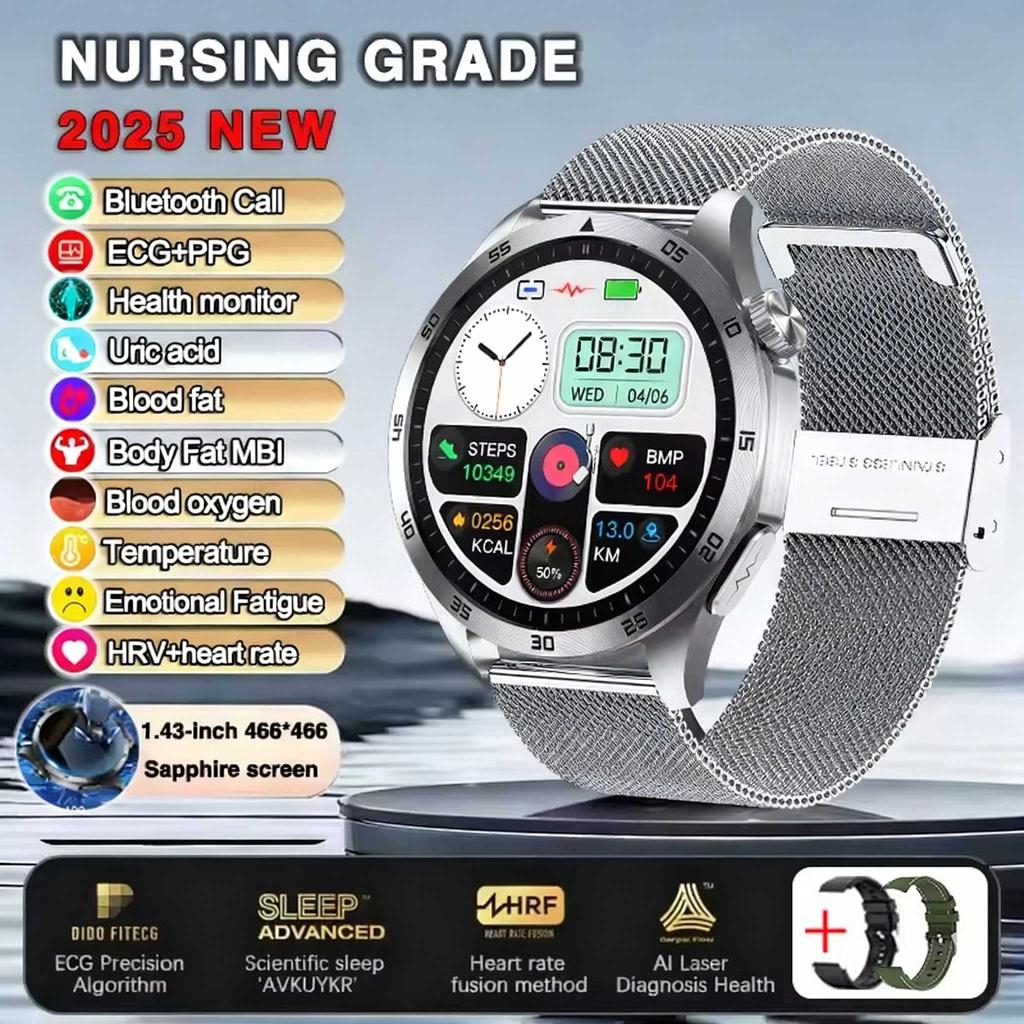 For Xiaomi New Health Measurement Smart Watch Men Blood Oxygen Uric Acid ECG+PPG Body Blood Pressure Bluetooth Call Motion Watch