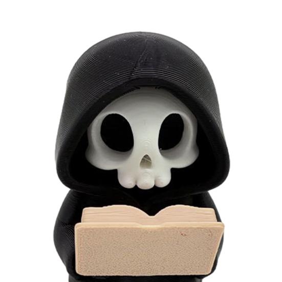 Hochwertige 3D-Drucke 9 Stück Sensenmann-Figuren, Coole Totenkopf-Skelett-Statuen, Gothic Dunkle Halloween Stilvolle Raumdekoration für Schlafzimmer