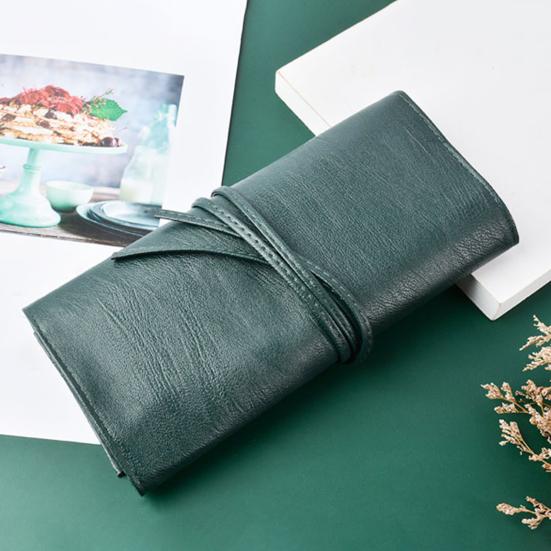 Makeup Brush Bag 14 Compartments Large Capacity Waterproof Moisture-proof Shockproof Brushes Storage Leather Cosmetic Brush Belt Strap Pouch