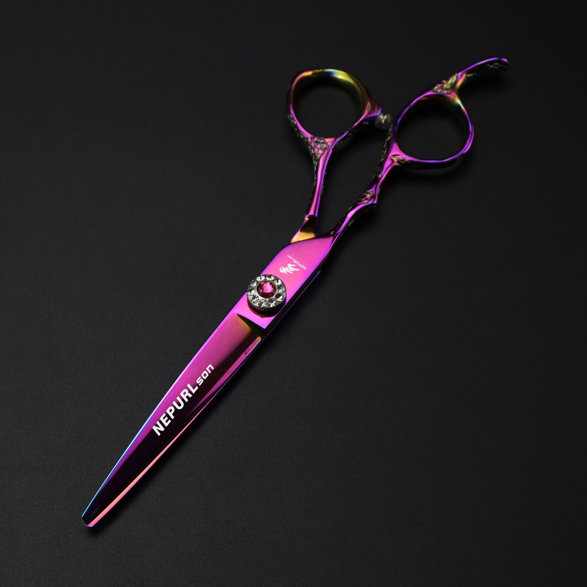 6.0 Inch, Nimpson, Pink, Plum Blossom Handle, Left-Hand Scissors, Tooth Scissors, Thin Scissors, Left-Handed Scissors 07-1 Pink left-hand plum blossom flat scissors
