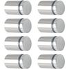 Brushed Stainless Steel Glass Spacers 19x25 Mm - Pack of 8 with Screws and Wall Plugs