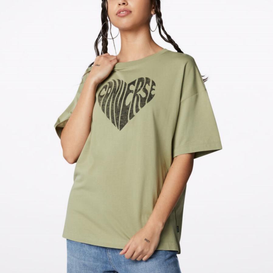 Converse T Shirt Women's Light Gray Green 10018940-A04