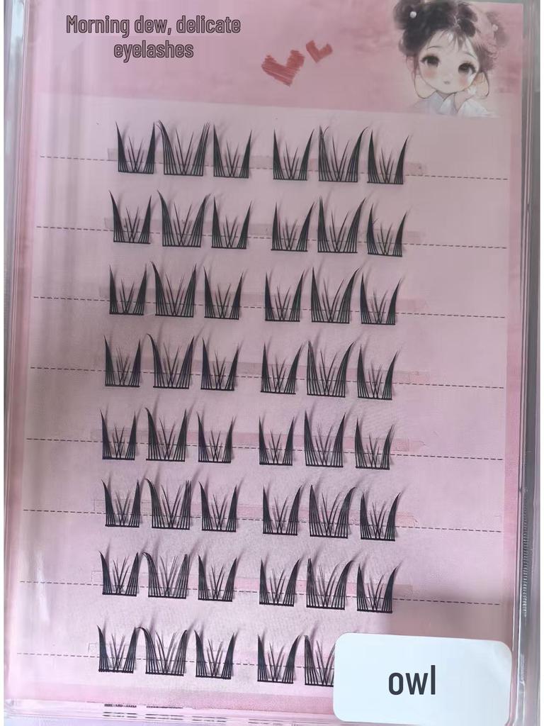 Self-Adhesive Glue-Free Fishtail Sunflower False Eyelashes - Natural Single Cluster Segmented Eyelashes for Beginners
