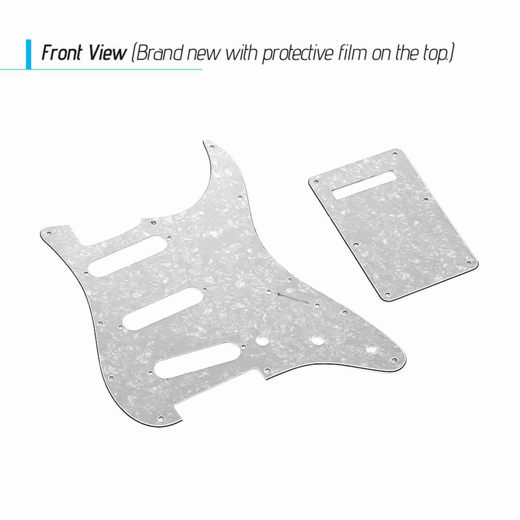 Electric Guitar Pickguard Set with Back Plate Screws Pick Guard for ST Style Guitars White Pearl