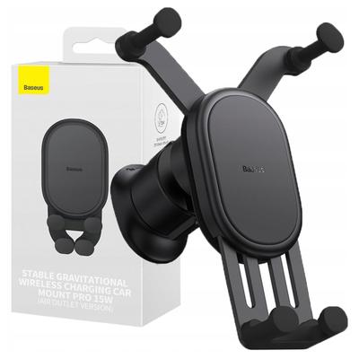 Baseus Gravity Mount for Car Vent with 15W Wireless Charger (Black)