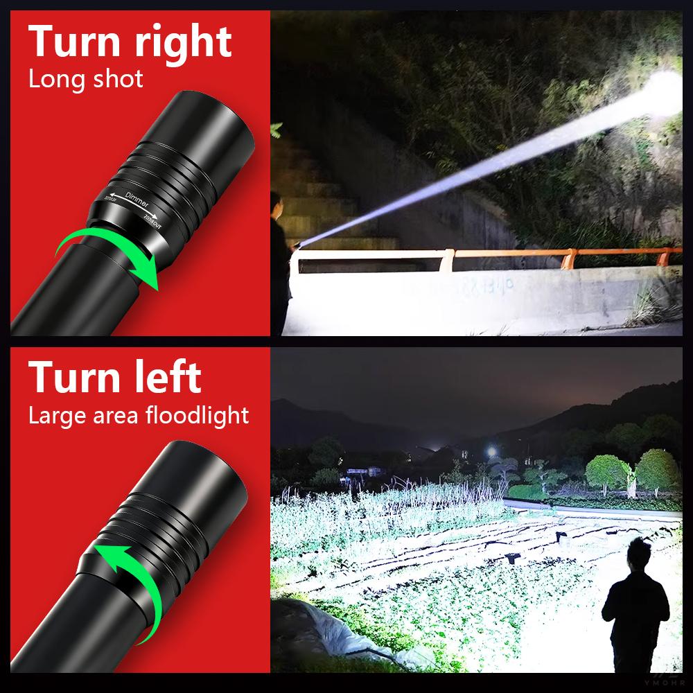 IPX8 Waterproof 200m Diving Flashlight 2000LM High Power LED Torch USB Rechargeable Underwater Light for Scuba Diving Snorkeling