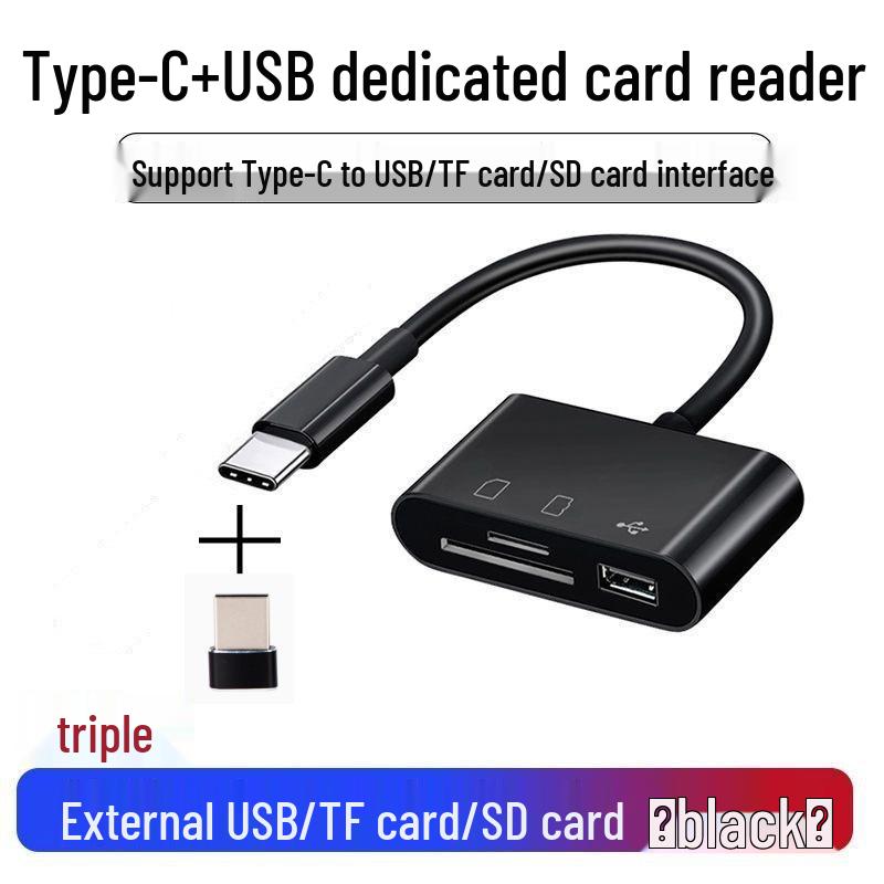 3-in-1 Multifunctional OTG Card Reader - Type-C, TF & SD Card Compatible with Mobile Phones & Computers
