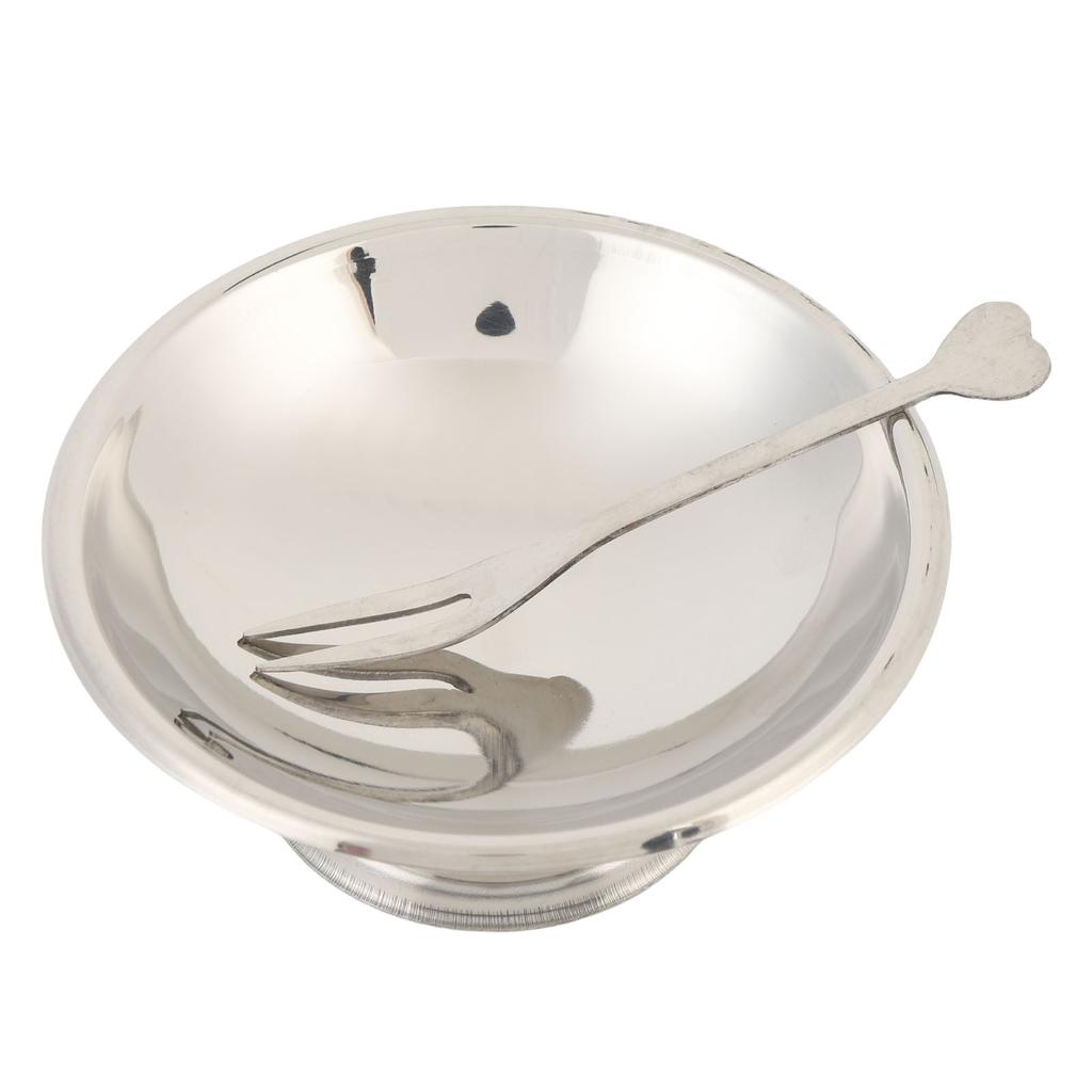 Eisbecher Edelstahl Dessertschale Metall Pudding Salat Servierschalen mit Gabel für Zuhause Küche Kurz Groß 11CM