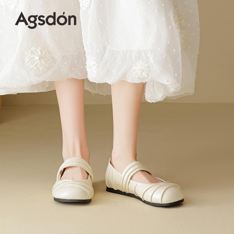 Augustine Mary Jane shallow mouth single shoes 2025 new casual shoes soft sole single shoes with skirt beautiful small leather shoes
