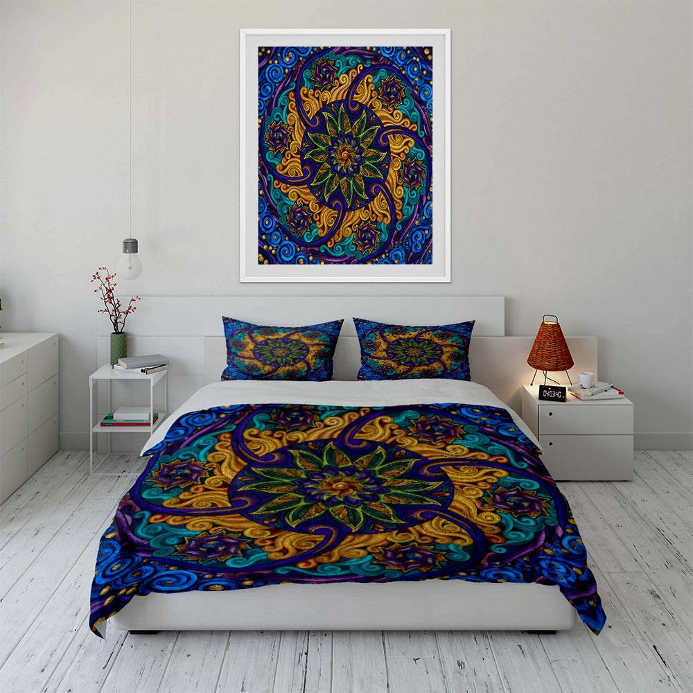 Mandala Design Bedding Set Soft Comfortable Duvet Cover Bedding Set Included 1*Duvet Cover & 2*Pillowcases, Gift