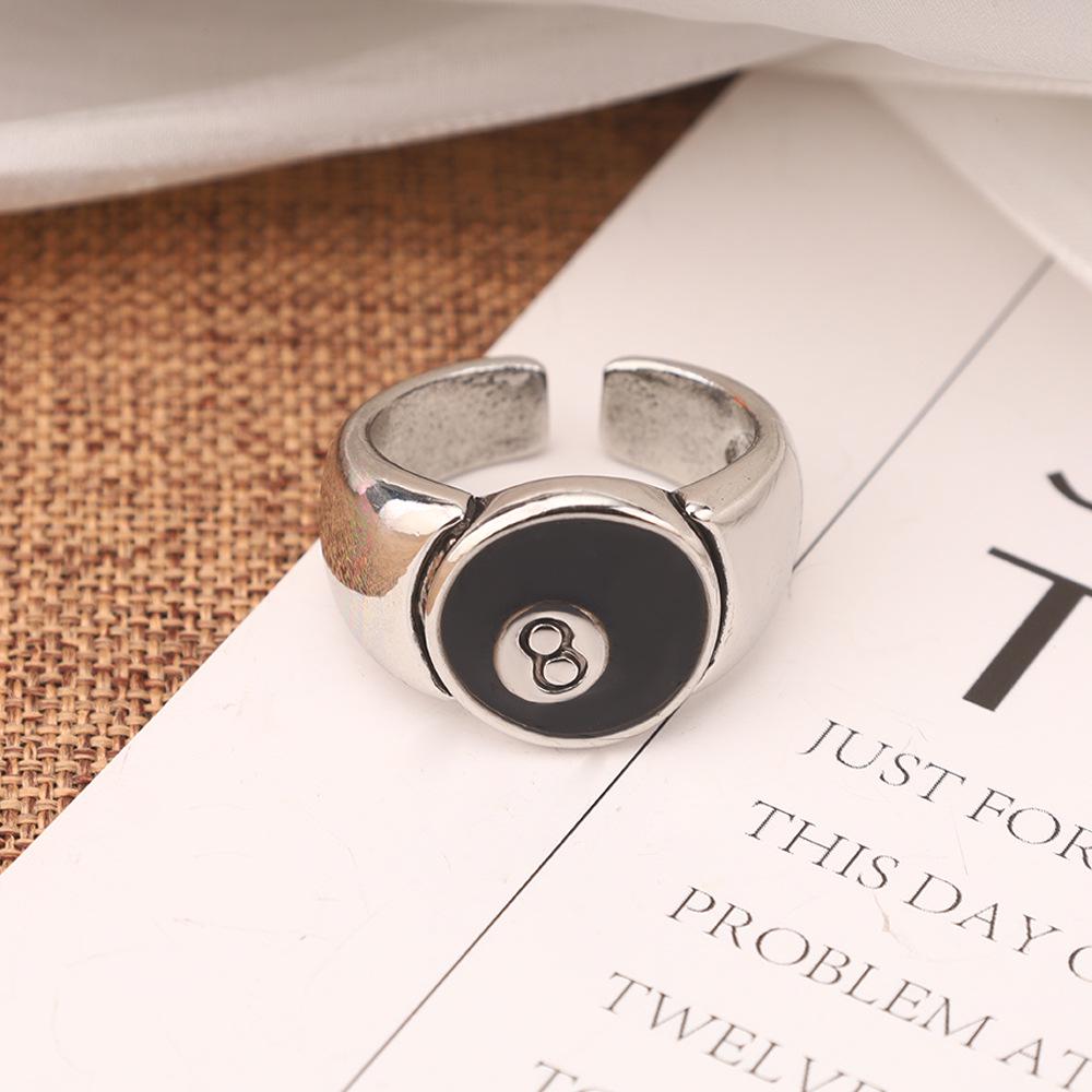 Unisex Adjustable Black Enamel Punk Ring
