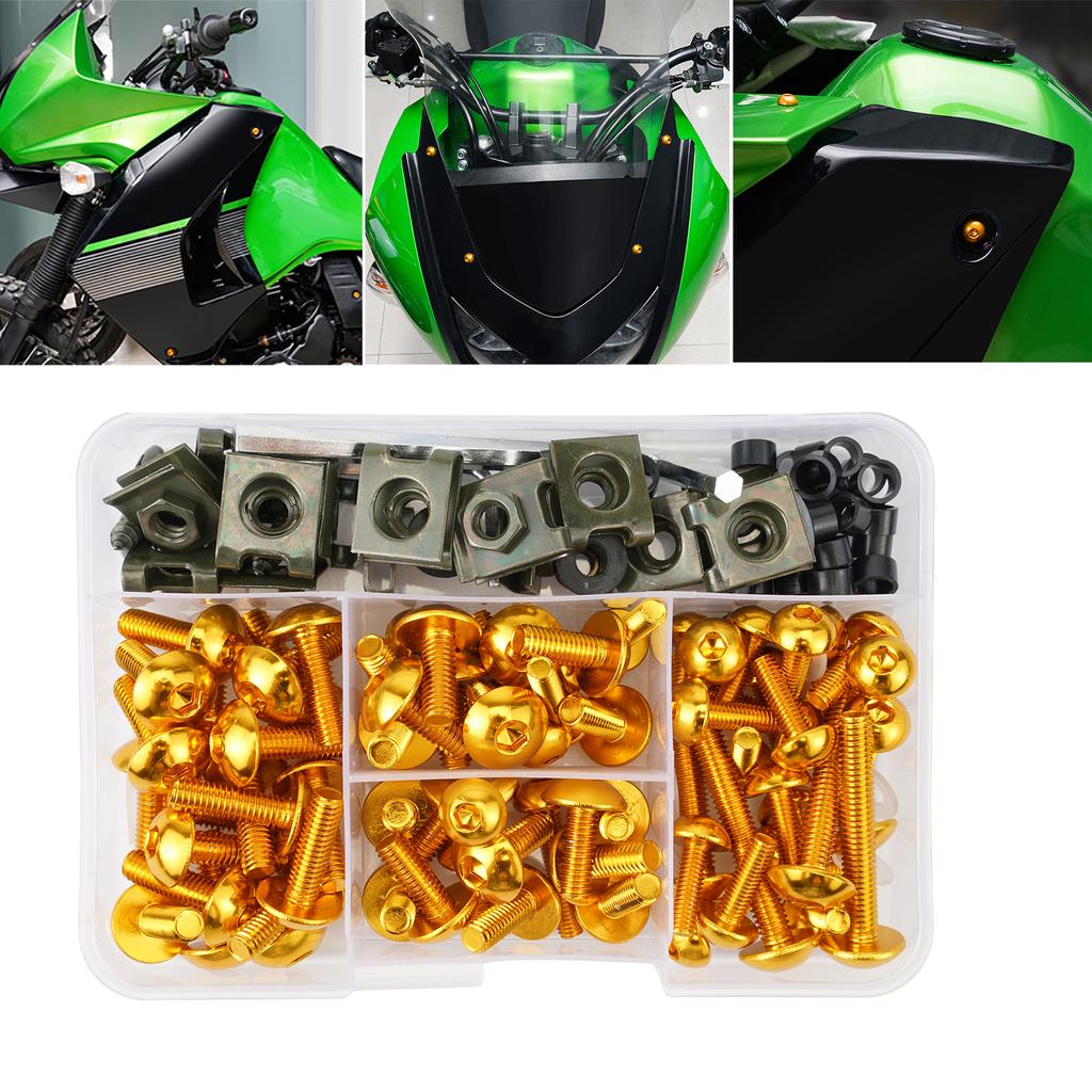 190PCS Universal Motorcycle Windscreen Fairing Bolts Kit for Kawasaki Ninja Suzuki GSXR SV650 SV1000 Honda Yamaha Aprilia Triump