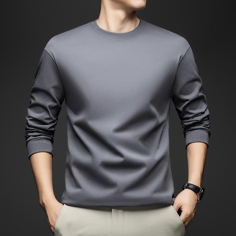 Men's Pure Cotton Round-Neck Long-Sleeve Hoodie - Comfortable, Loose-Fit, Solid Color for All Ages