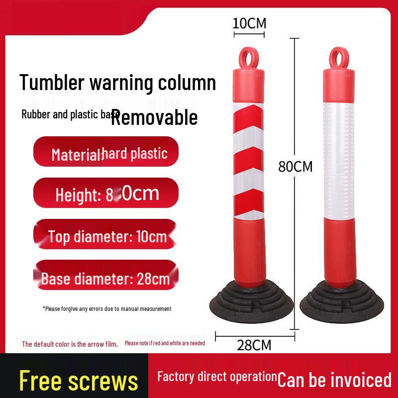 75cm Reflective Plastic Warning Post, Elastic Intersection Safety Barrier, Anti-Collision Isolation Pile for Parking
