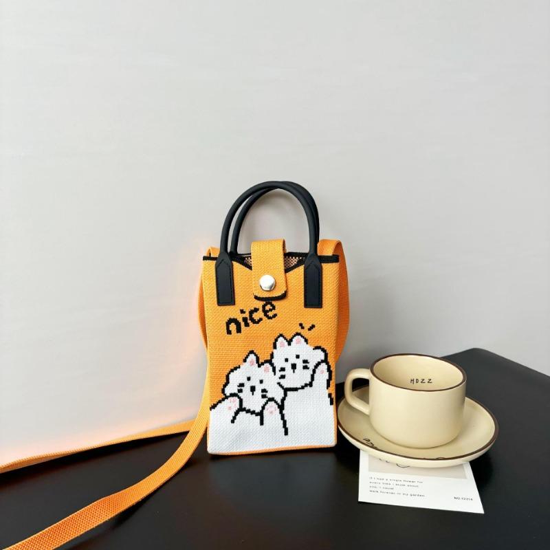 Premium Sense Ns Mobile Phone Bag New Cartoon Knitted Bag Dopamine Niche Versatile Messenger Shoulder Bag Handbag