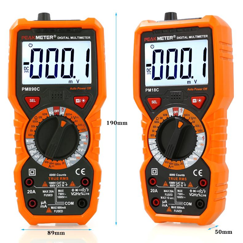 PEAKMETER PM18C Überlastschutz Multimeter, Hochpräzises Digitalanzeige-Multimeter für Elektriker und Haushaltsspannung