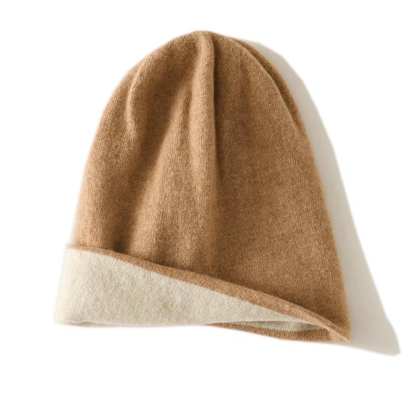 

Cashmere Hat Autumn and Winter New Style Unisex Casual Ear Protection Pile Hat Fashionable Knitted Color Matching Hat one size