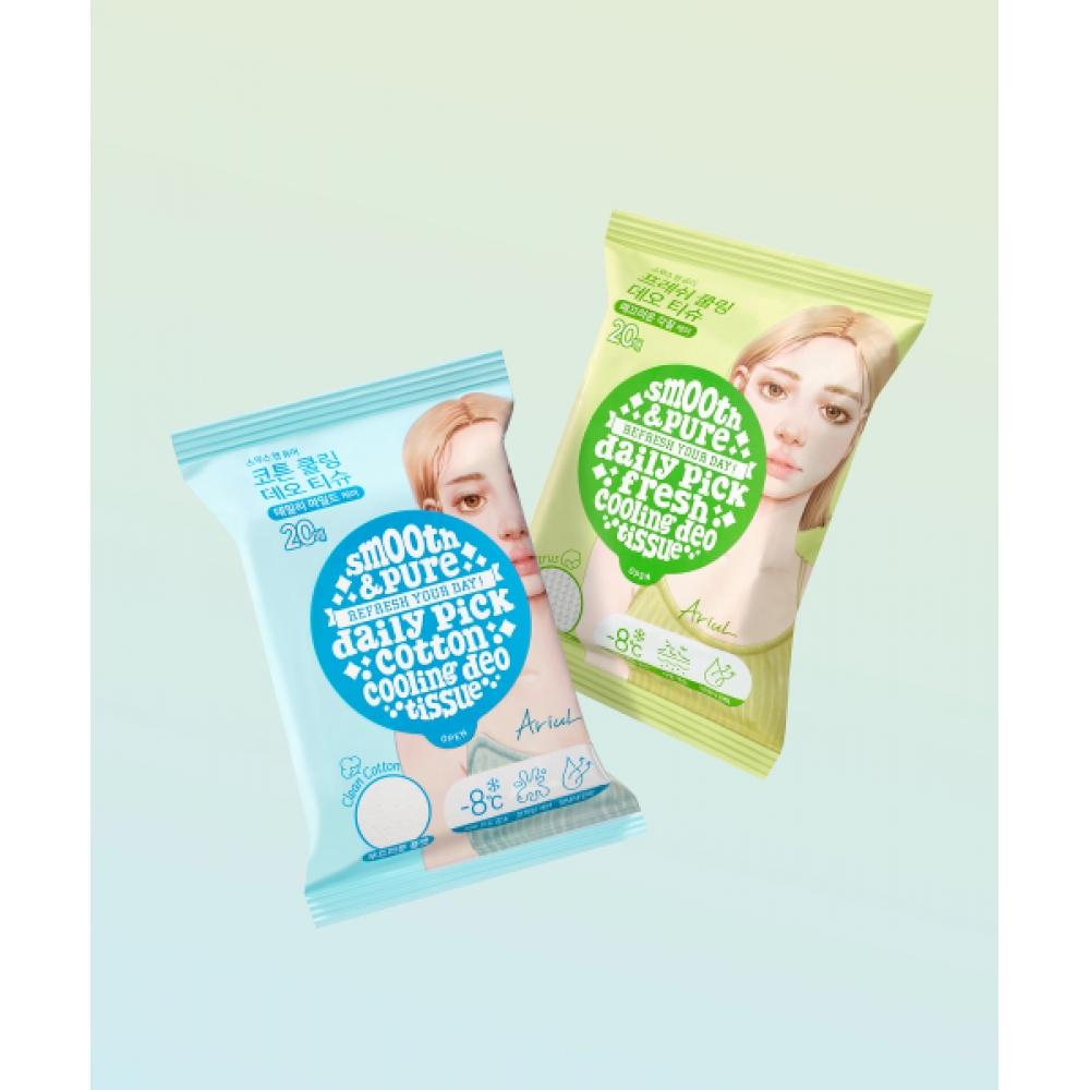 Ariul Arial Smooth   Pure Deodorant Tissue 20 Sheets X 3 Pack (ARSF057) C Cotton Cooling 3 Plans