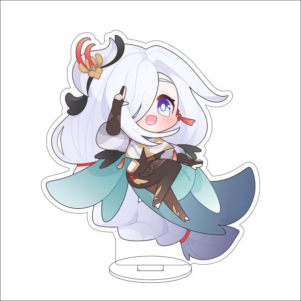 10CM Anime Genshin Impact Figure Stand Model Shenhe Cute Desk Decor Standing Sign Gifts