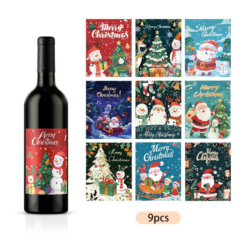 

9 шт. Рождественское украшение Водонепроницаемые наклейки на винную бутылку 5x3,93 дюйма Рождественская винная этикетка, Украшение для рождественской вечеринки 127X100X0.5CM