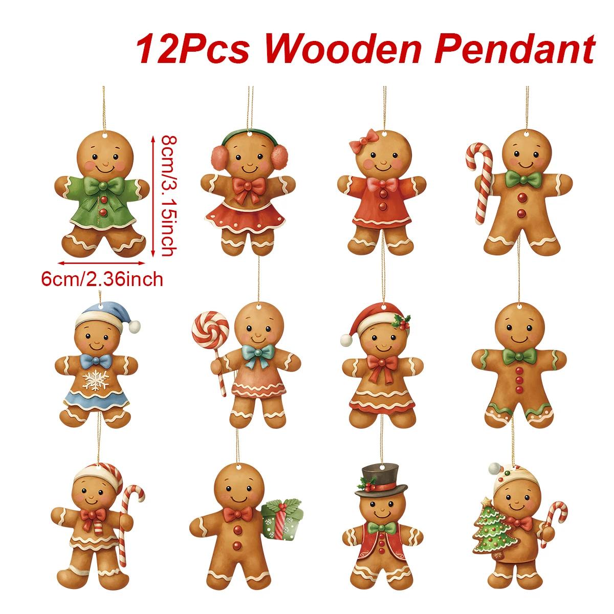 

Christmas Wooden Gingerbread Man Pendant Merry Christmas Decor for Home 2025 Xmas Tree Hanging Ornament Navidad Natal New Year